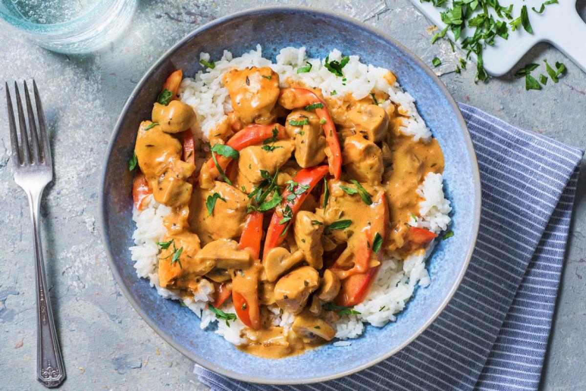 Kip stroganoff met rijst