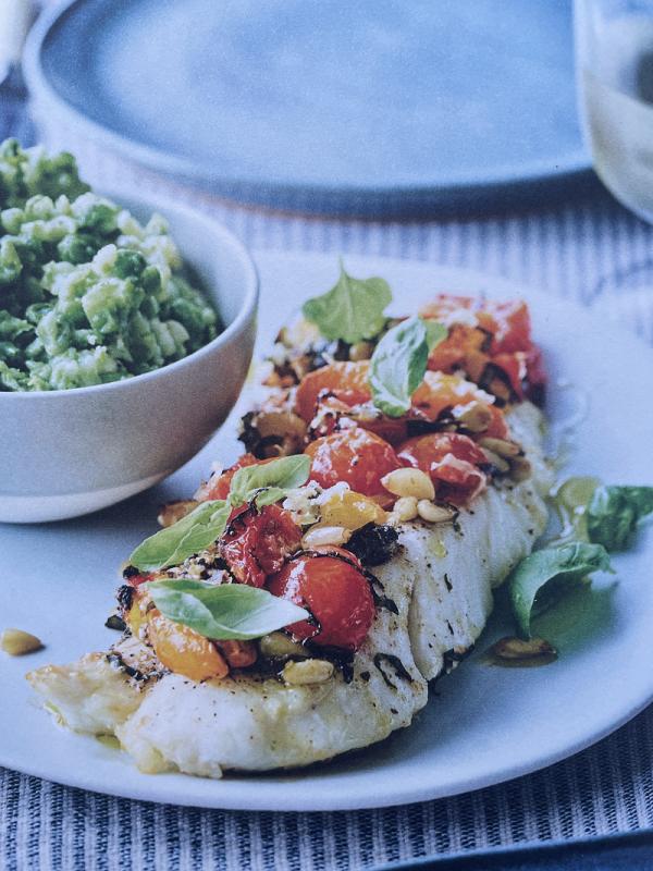 Zuiderse kabeljauw uit de oven met erwtenpuree
